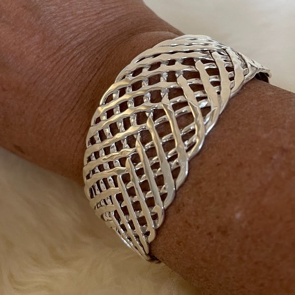 Silver Tapered Cuff Bracelet | 1.5" Wide | NWT - Picture 2 of 4